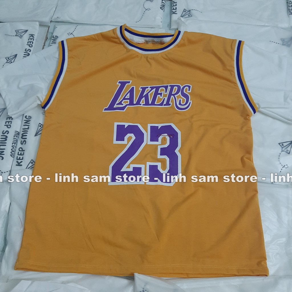 Áo thun tay lỡ nữ thể thao freesize phông form rộng Unisex, mặc lớp, nhóm, cặp phối kiểu bóng rổ in chữ LAKERS