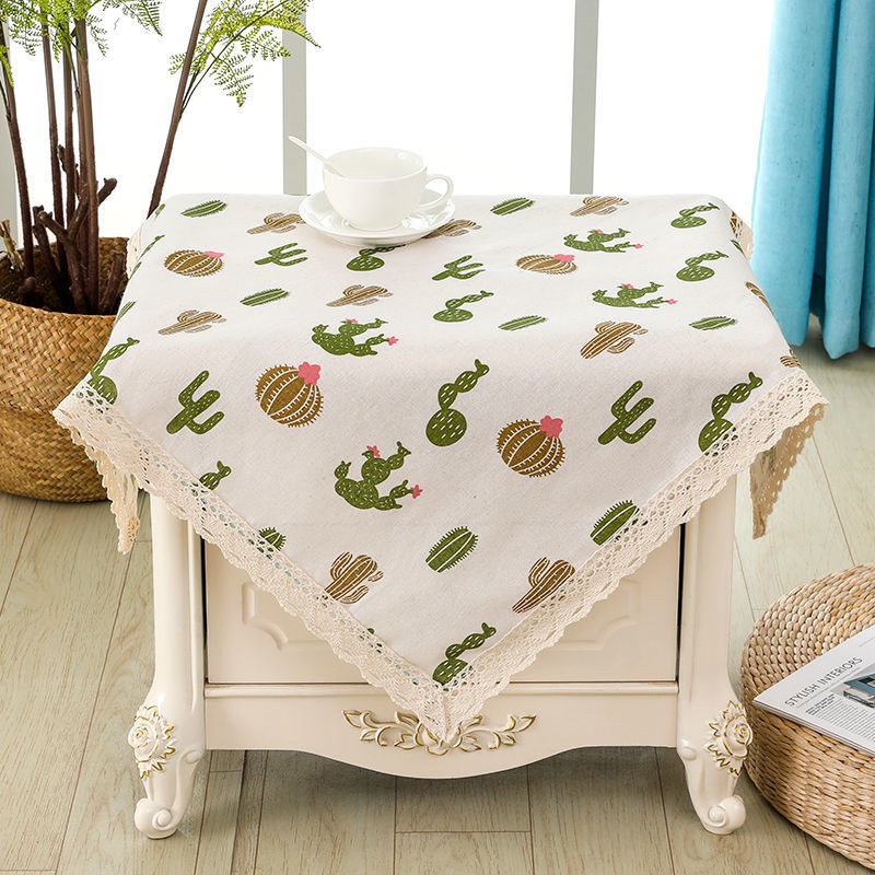 Bán trước☑✠Khăn trải bàn Vải cotton và lanh Pastoral Phòng khách nhỏ Tươi mát cà phê hình chữ nhật trơn vuông