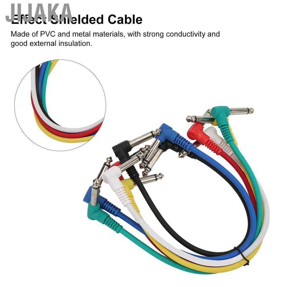 Jijaka 6 cáp hiệu ứng di động đầy màu sắc che chắn điện Guitar Pedal Patch Cord