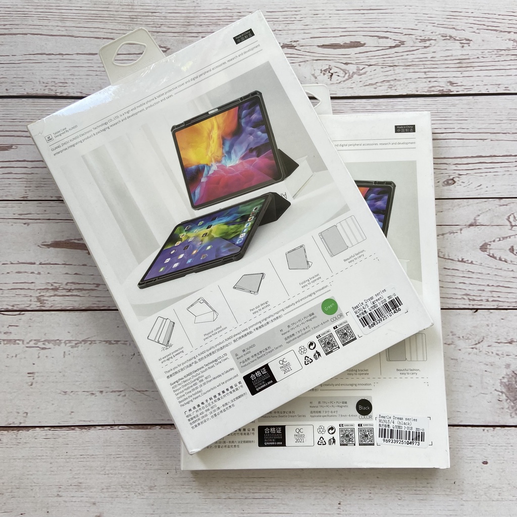 Bao da XUNDD iPad Mini 6 / Mini 5/4  - Lưng trong, Có ngăn đựng bút - Xanh/ Đen