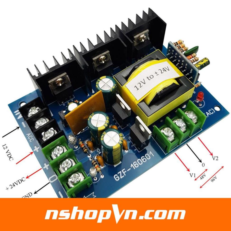 Module chuyển đổi 12VDC-24VDC ra nguồn đôi 12V-24V chuyên dùng cho mạch loa dùng nguồn đôi