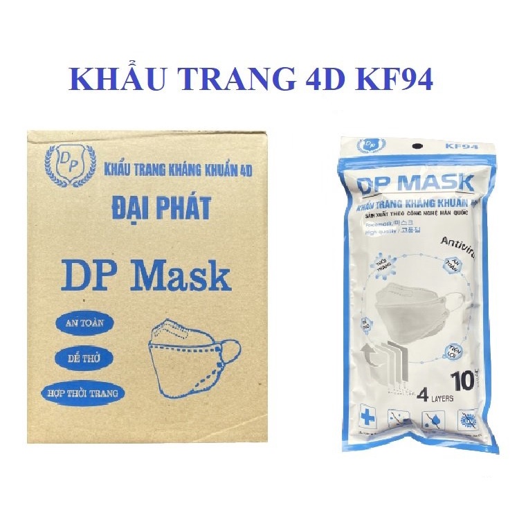 Thùng 300 Chiếc Khẩu Trang 4D KF94 Kháng Khuẩn Ôm Sát Mặt Cao Cấp