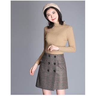 CHÂN VÁY DẠ KẺ DÁNG A