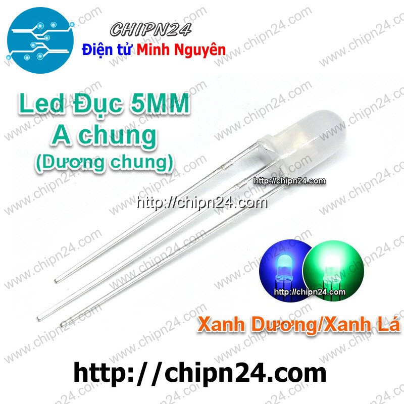 [25 CON] Led 2 màu 3 chân 5MM Đục (Đỏ/Vàng/Xanh Lá/Dương, Âm chung/Dương chung) - [Chọn Loại]