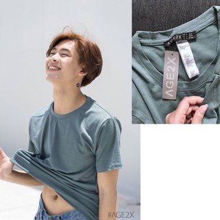 Áo thun trơn nam nữ unisex chính hãng vnxk age2x màu xanh nhớt.
