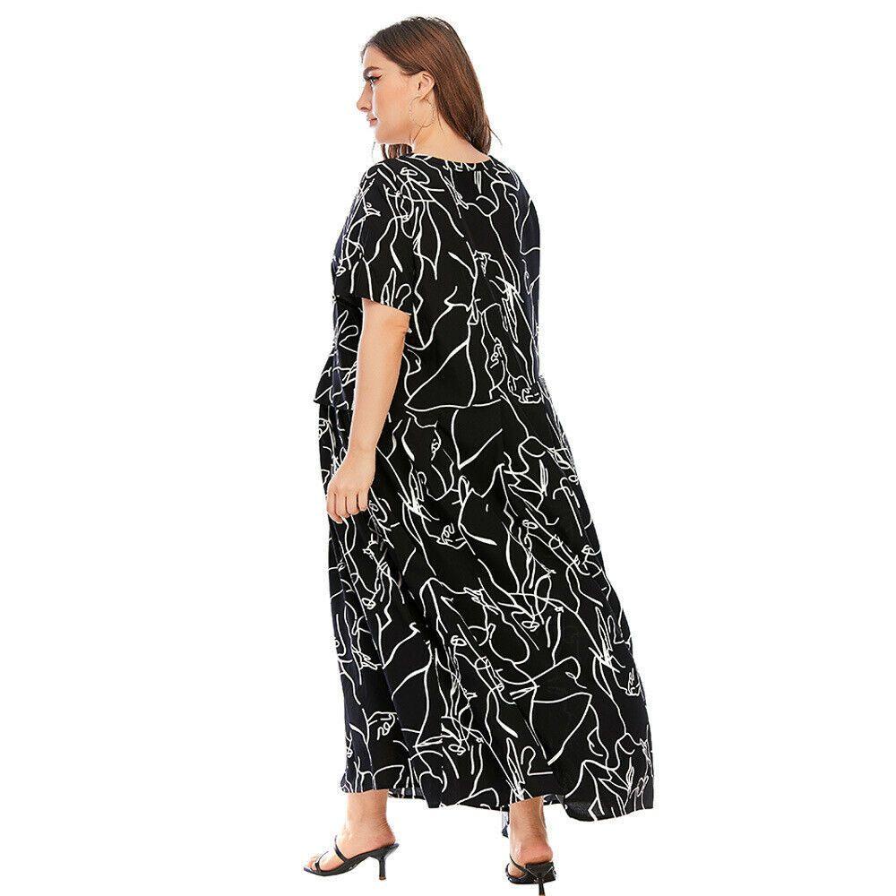NIUYOU Đầm Tay Ngắn Cổ Tròn Plus Size