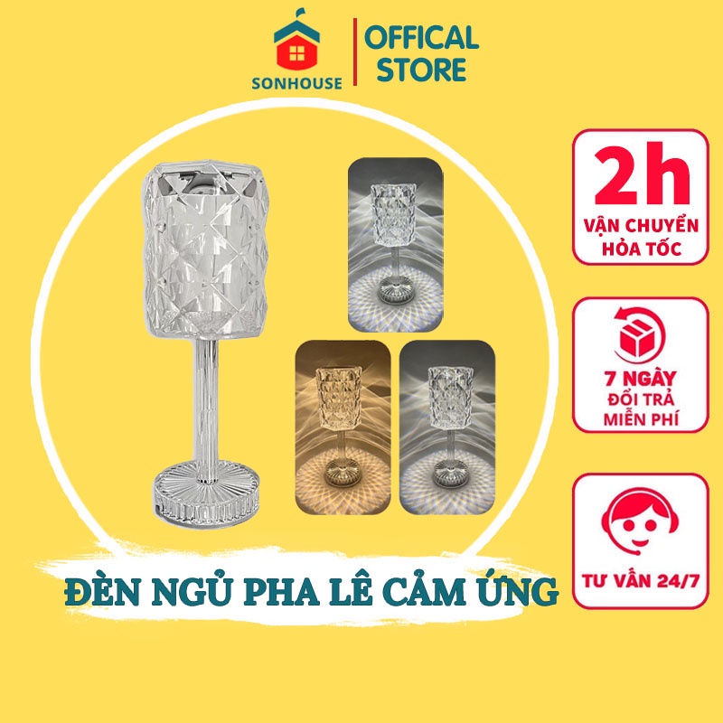Đèn Ngủ Pha Lê Để Bàn LED Cảm Ứng, Sang Trọng Phong Cách Châu Âu HÌNH CÁI BÚA VERSION 6 SONHOUSE