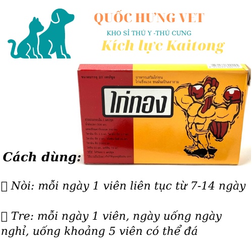 1 hộp 20 viên  .SÂM KAITONG NUÔI KÍCH LỰC 1-2 TUẦN TRƯỚC ĐÁ - LAI NHỰ PET