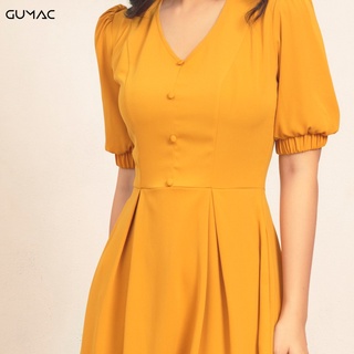 Đầm cổ V tay thun GUMAC DA416_VANG