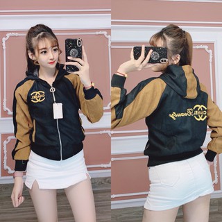 Áo khoát dù nữ bo dệt in logo CN2