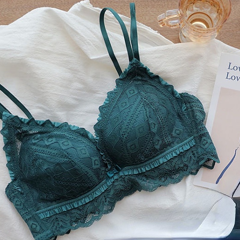 Áo Lót Nâng Ngực Không Gọng Phối Ren Phong Cách Quyến Rũ