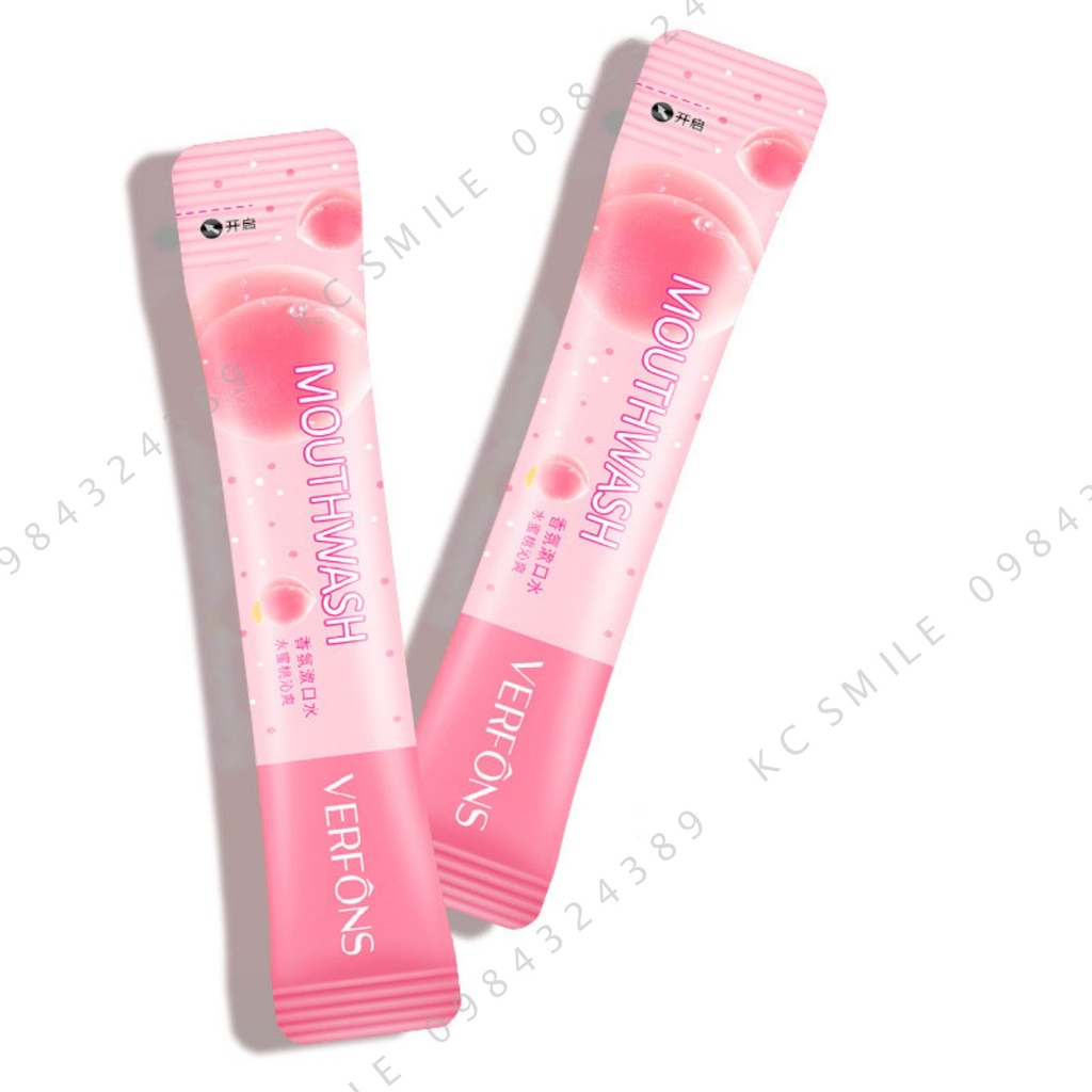 Nước súc miệng vị đào, cam, chanh bạc hà gói 10ml - Hơi thở thơm mát, vệ sinh răng miệng,