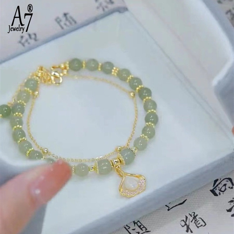 Vòng Tay Chuỗi Hạt Phối Mặt Hình Lá X1031