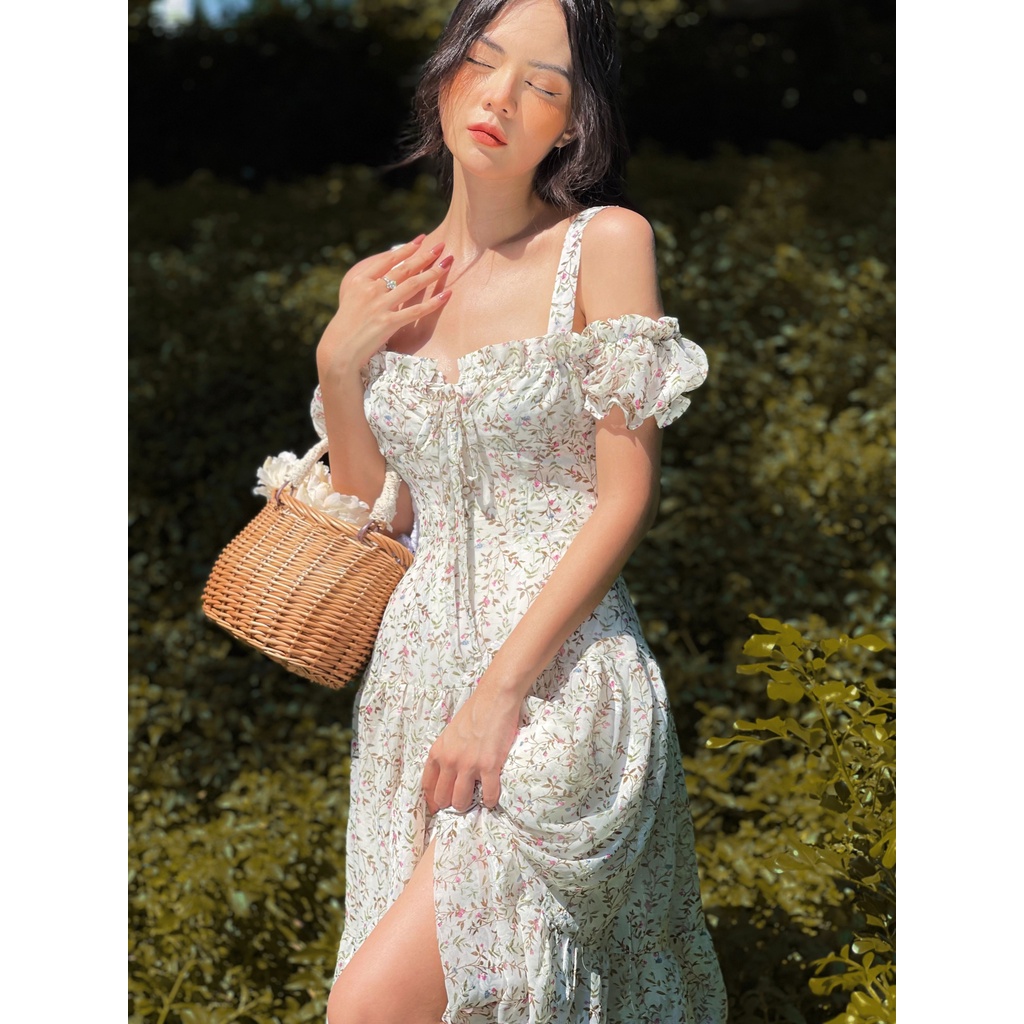 Váy hoa nhí hai dây dáng dài Stella Dress chất liệu voan tơ size S/M/L