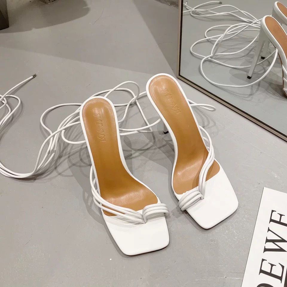Sandal cột dây 9p siêu sang chảnh chất da đẹp chuẩn form hàng đẹp như hình - Chị Chảnh Store