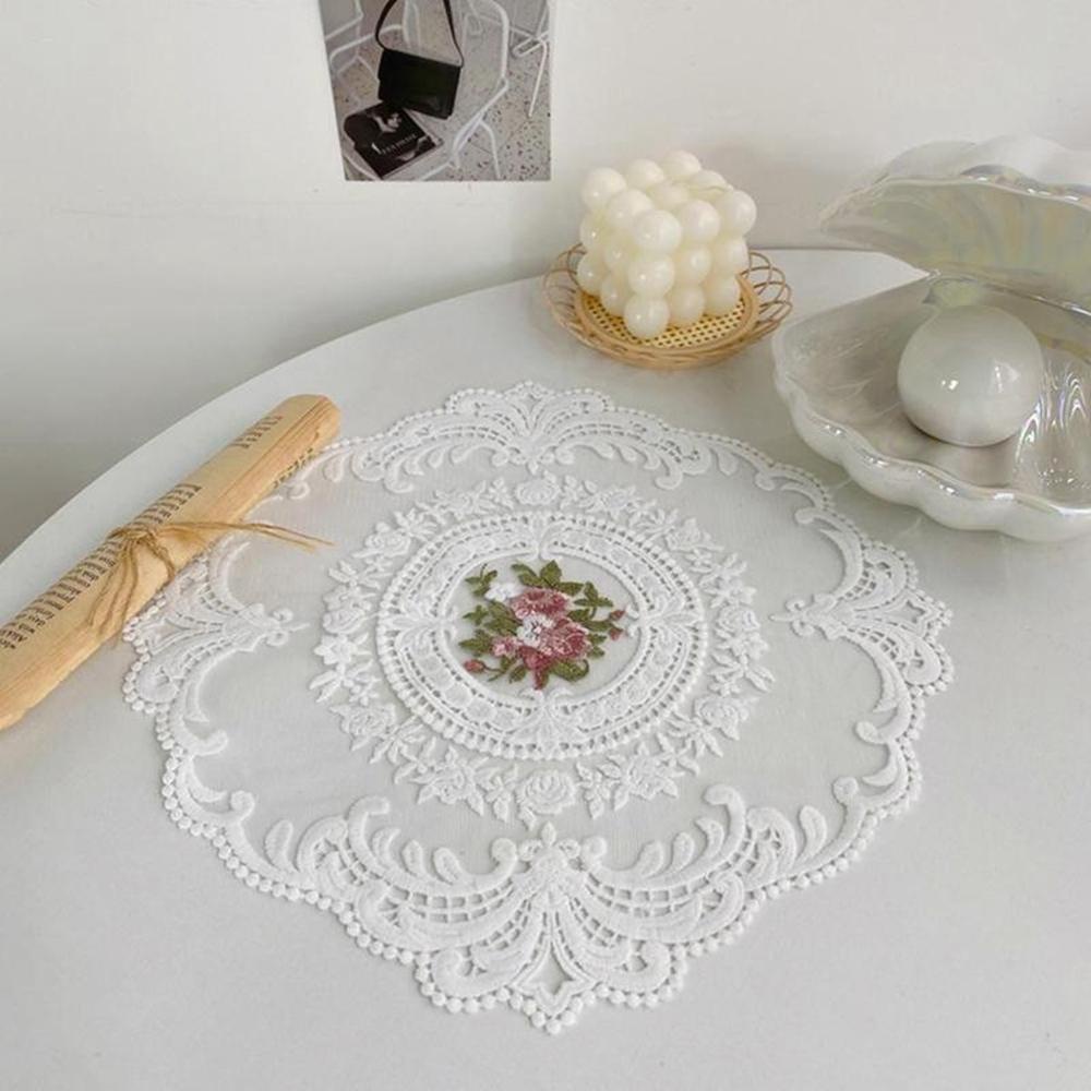 IVORY 1 Tấm Lót Bàn Ăn Cách Nhiệt Chống Bỏng Với Họa Tiết Thêu Thủ Công