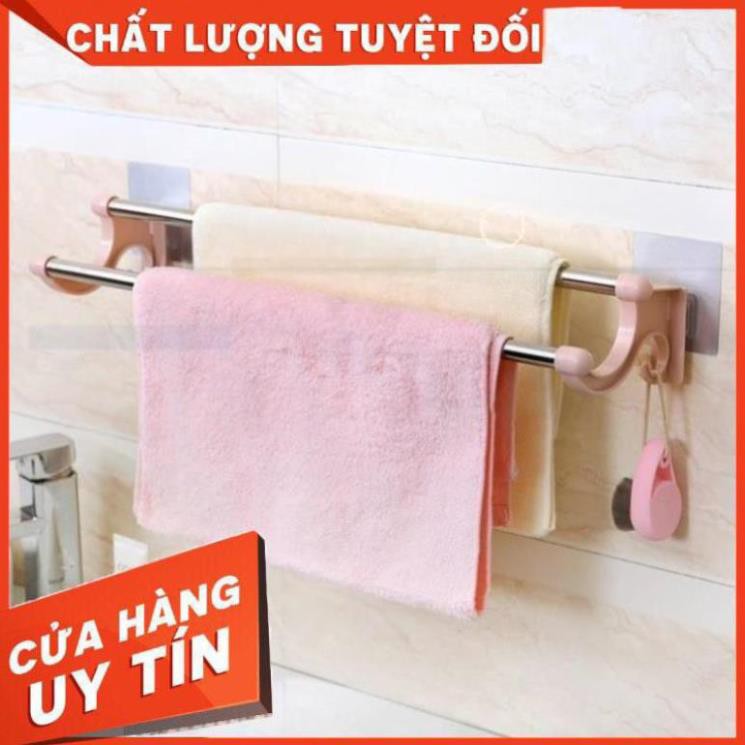 [Siêu Sale] Kệ vắt khăn 2 thanh inox Dính tường siêu chắc Không Cần Khoan Tường K127