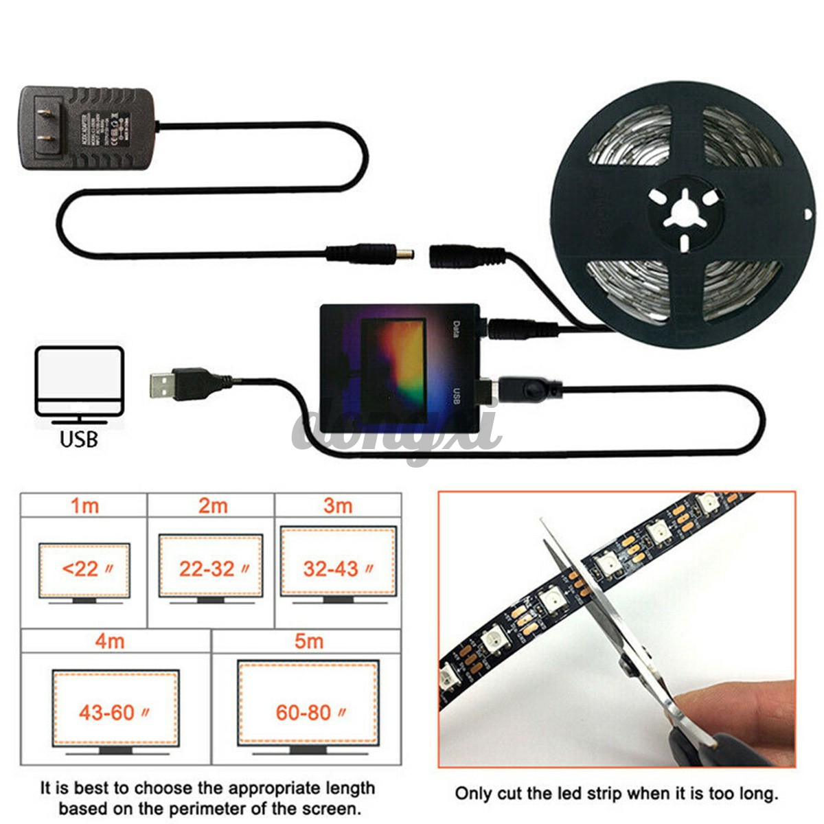 1m 30LED Strip DIY Ambilight TV PC USB LED Strip HDTV Computer Monitor Backlight | BigBuy360 - bigbuy360.vn