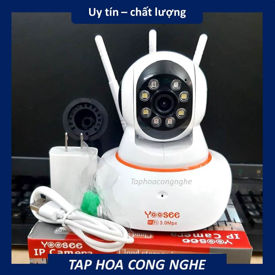 Camera wifi app YOOSEE 3 râu - 8 led hỗ trợ flash quay đêm có màu không cổng LAN