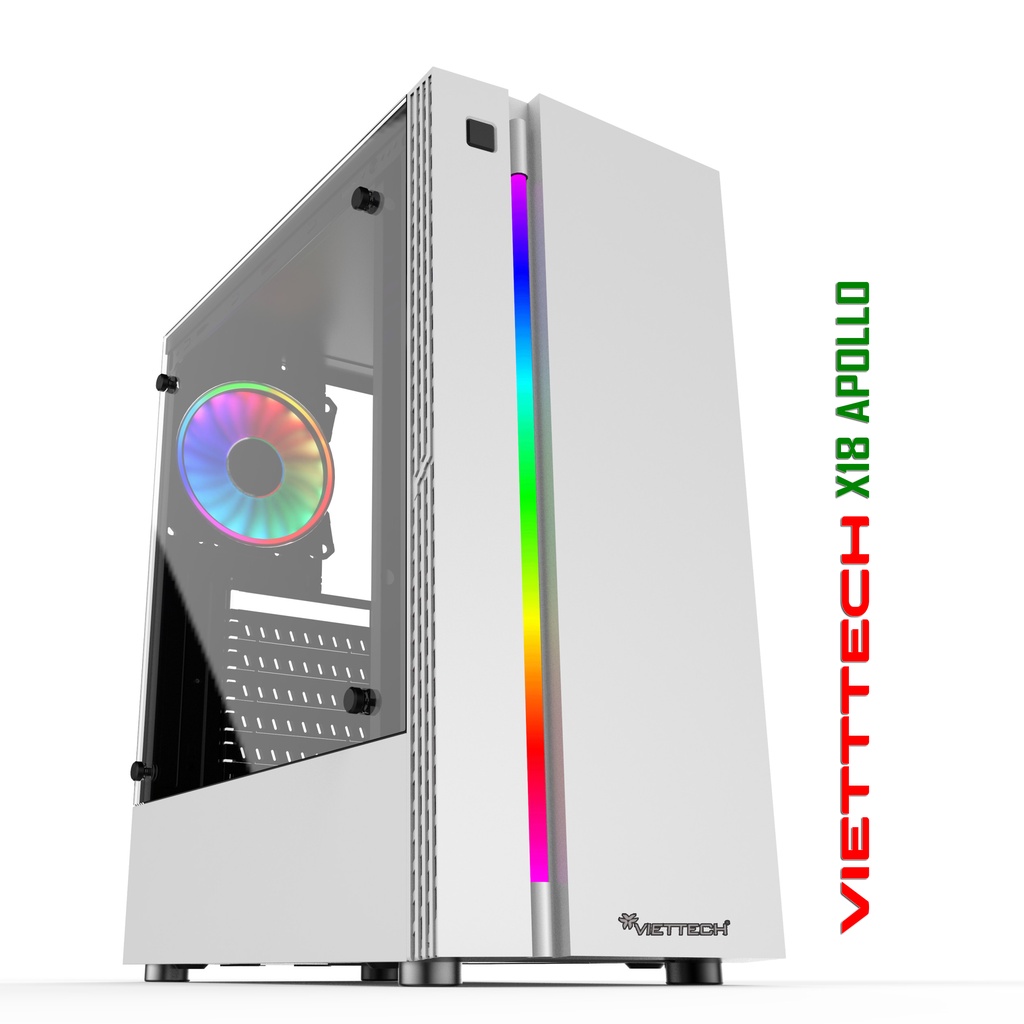 Vỏ Case máy tính Gaming Viettech X18 Trắng,Đen sẵn dải Led RGB - NO FAN