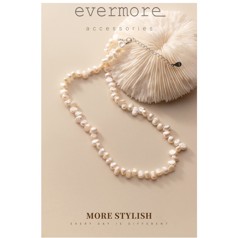 Dây chuyền bạc ngọc trai EVERMORE, vòng cổ ngọc trai nhân tạo cao cấp, phong cách minimalism, thanh lịch - D022