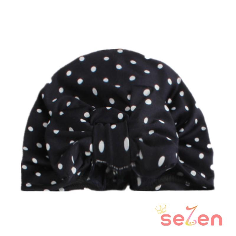 Mũ trùm đầu phối nơ họa tiết chấm bi cho bé trai và bé gái