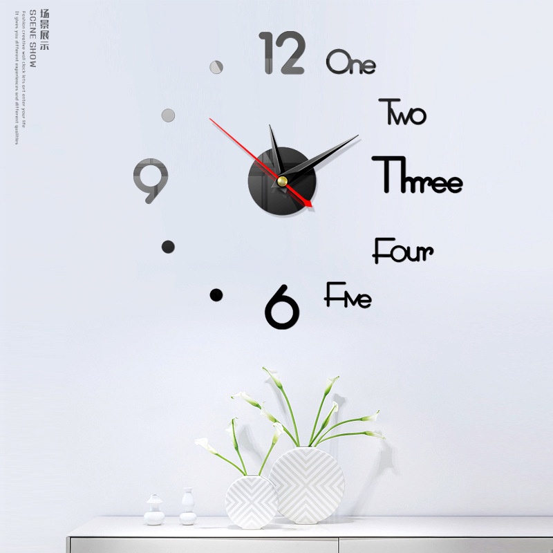 Đồng Hồ Treo Tường Mặt Gương 3D Phong Cách Châu Âu Sáng Tạo Trang Trí Nội Thất Diy