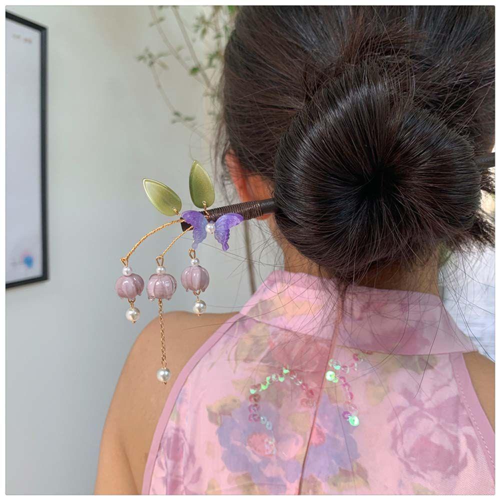 Trâm Cài Tóc Hình Hoa Phong Lan Màu Tím Phong Cách Trung Hoa Cổ Điển
