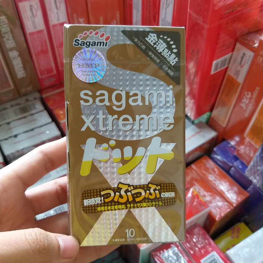 Sagami xtreme Feel Up nâu Hộp 10c bao cao su Gai Sần Nổi Hộp