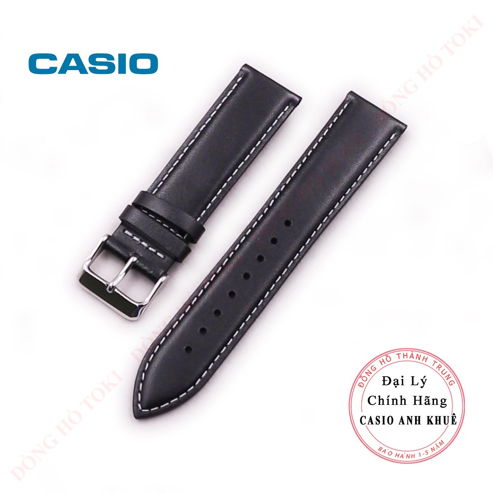 Dây da đồng hồ casio MTP-1314L chính hãng da đen trơn cỡ 22mm