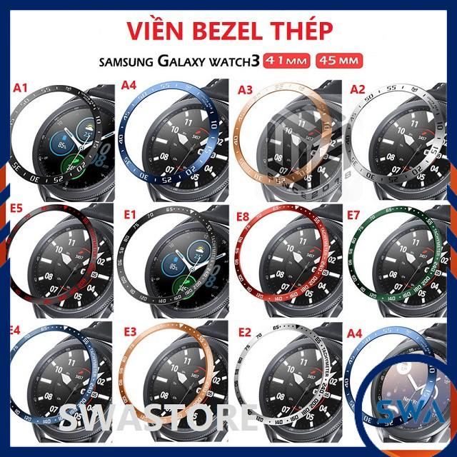 Viền Thép Bezel Samsung Galaxy Watch 3 (41mm và 45mm) viền thép khắc chìm, tặng cường lực SWASTORE