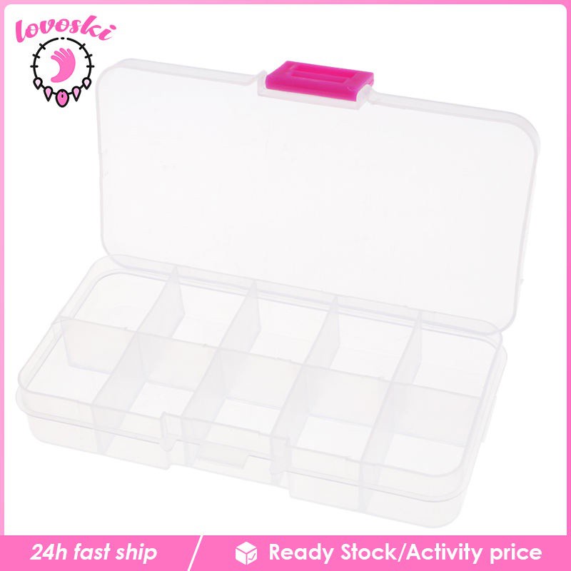 Hộp Nhựa Trong Suốt 10 Ngăn Đựng Trang Sức