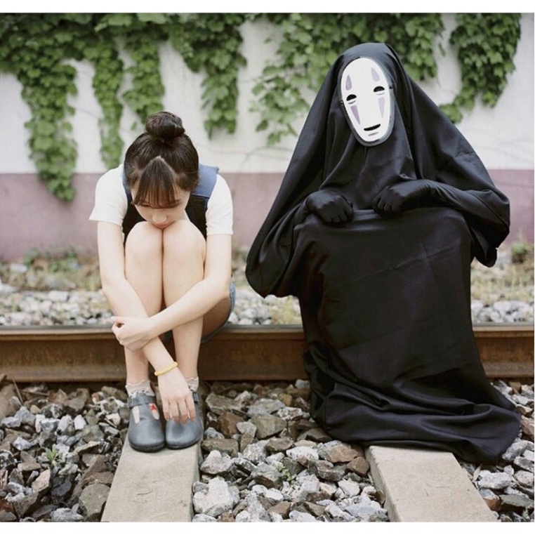 Set bộ hóa trang áo choàng đen + mặt nạ vô diện mã VBJ80 SZIPPER