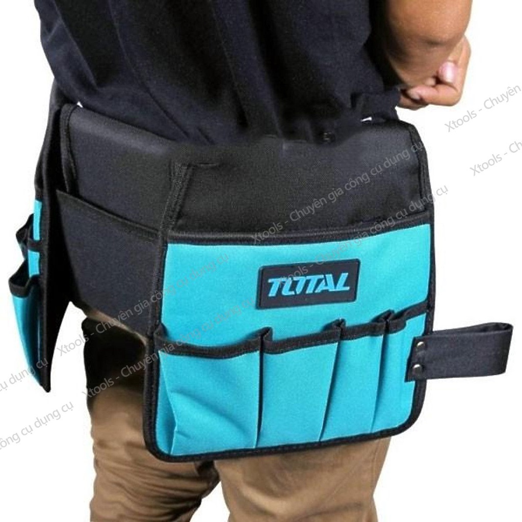 Túi đựng đồ nghề đeo lưng TOTAL THT16P2031 26x23cm, giỏ đựng dụng cụ phụ kiện polyester 600D có khoá cài siêu bền chắc