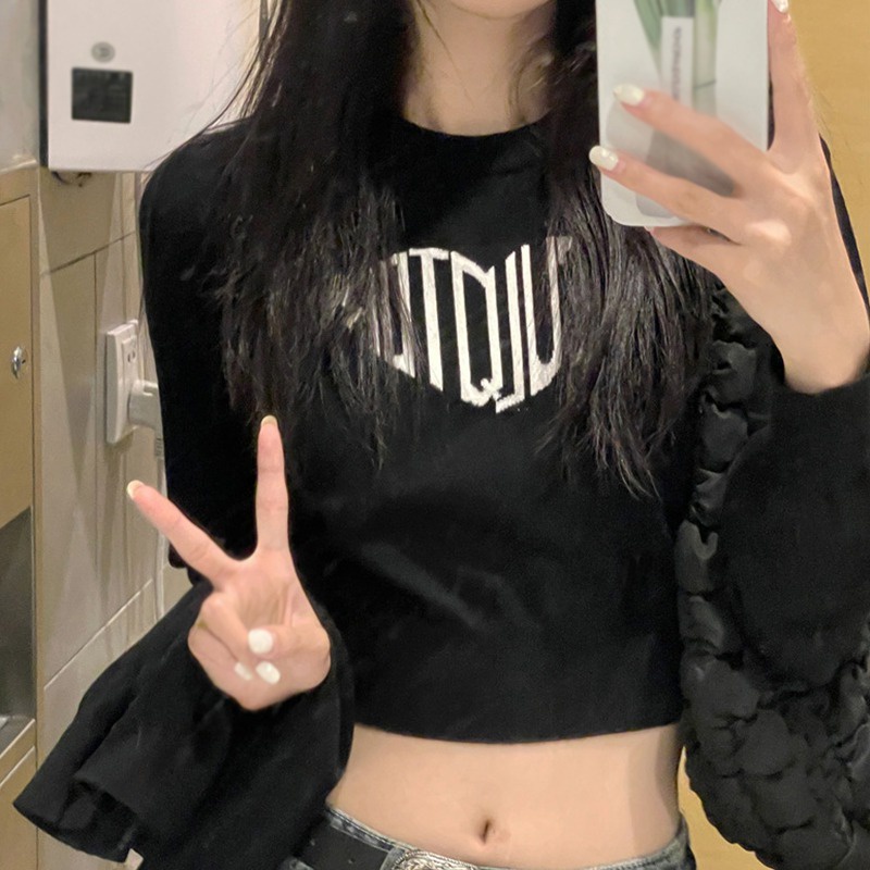 Áo Sweater Tay Dài Cổ Tròn In Chữ Trái Tim Thời Trang Thu Đông Phong Cách Retro Mới