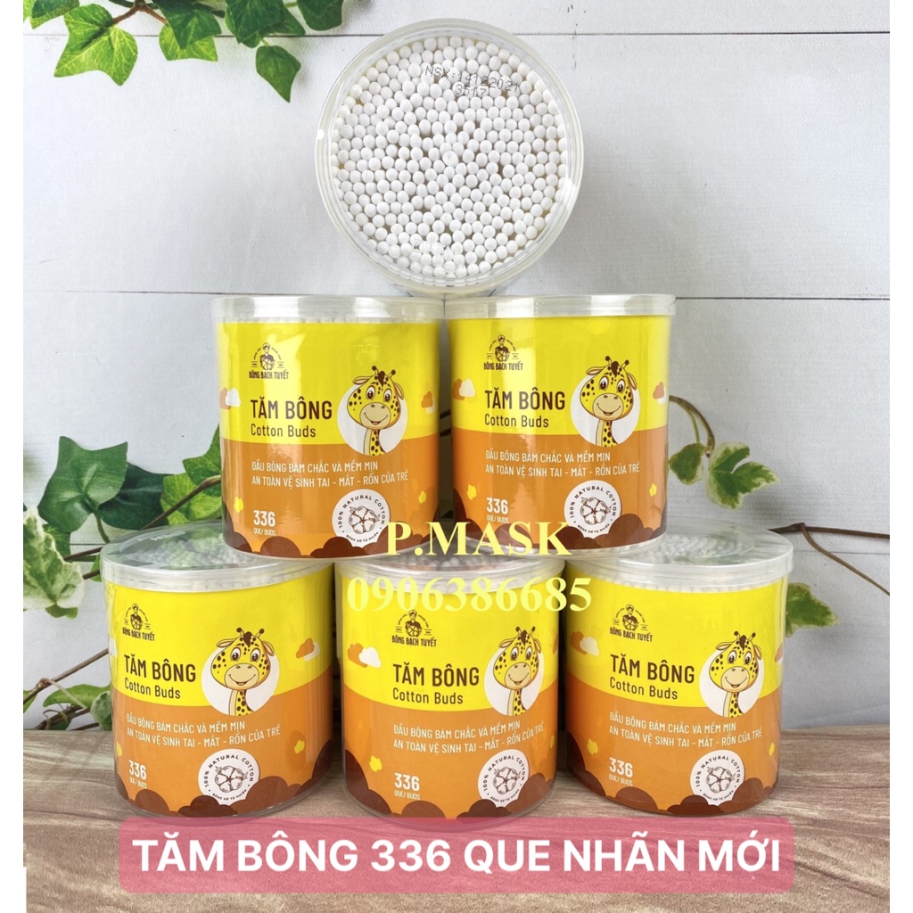 Tăm Bông Cho Bé 336 Que Hộp Tròn Xoay Merigo Bông Bạch Tuyết - Tăm Bông Kotton Cari For Kid HỘP TRÒN Bông Bạch Tuyết