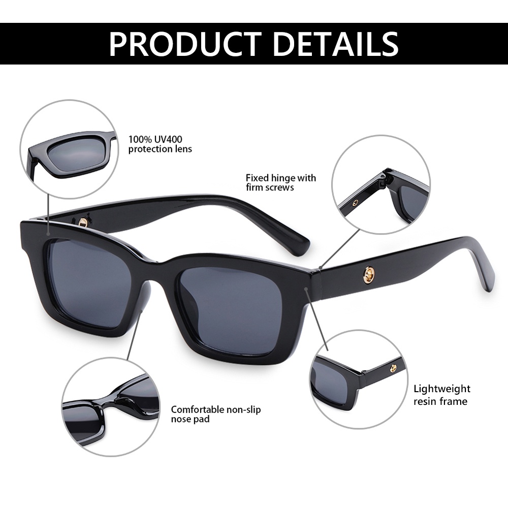 Kính râm gọng chữ nhật chống tia uv400 thời trang cho nữ