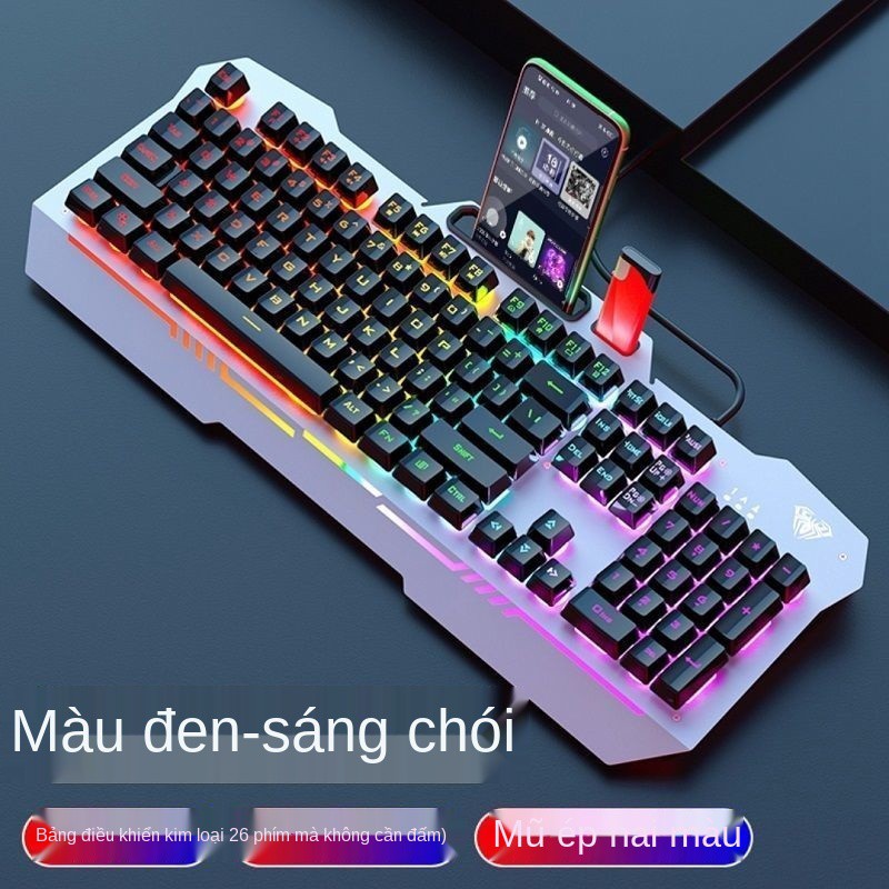 Bộ bàn phím chuột chơi game AULA / Tarantula F3010 Manipulator và có dây phát sáng đầy màu sắc <