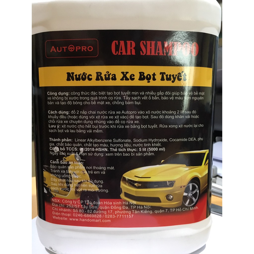 [RỬA XE-SẠCH] Nước Rửa Xe Bọt Tuyết Cho Ô Tô Xe Máy Autopro 5L