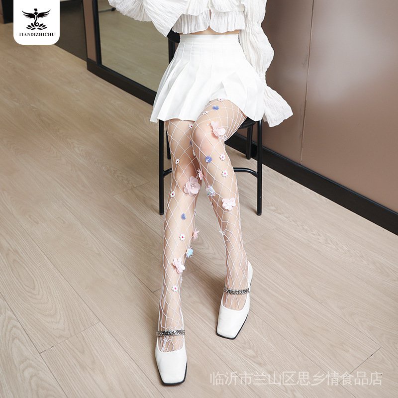 2022 Lưới Fishnet Tất Mùa Xuân Mùa Hè Hoa Fishnet Tất Lớn Vừa Lưới Nhỏ Fishnet Tất Quần Tất Fishnet 