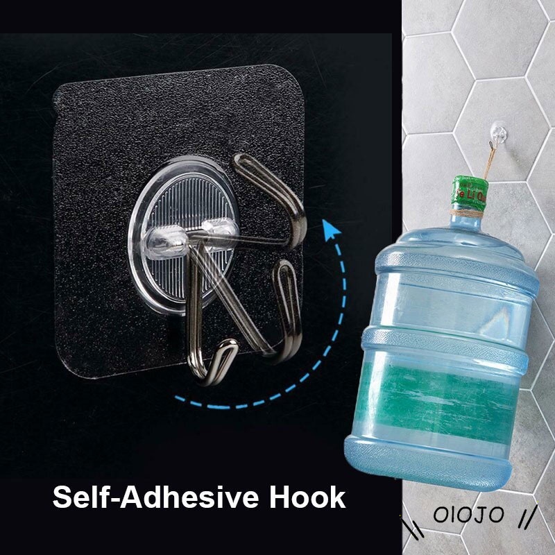 1 Bộ Móc Dán Tường Trong Suốt Hình Tròn Chịu Tải Nặng Chống Nước Cho Nhà Bếp / Phòng Tắm