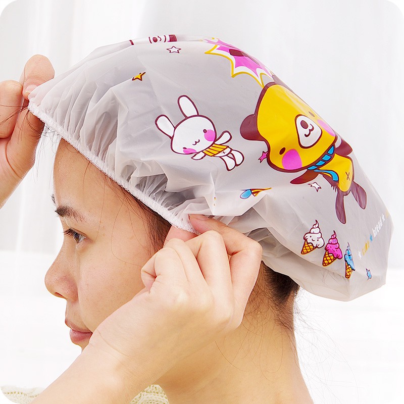 Mũ trùm đầu khi tắm hoặc ủ tóc nilon có chun bo