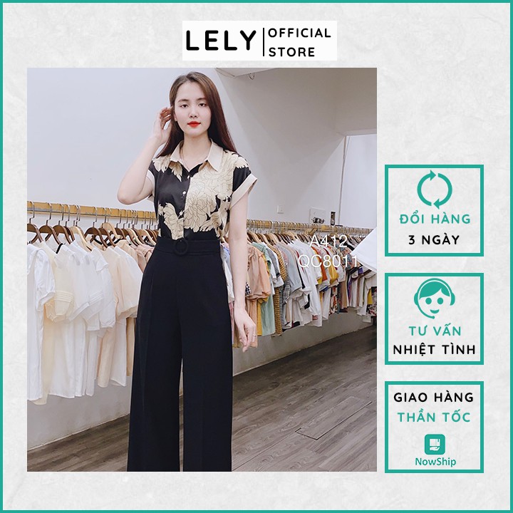 Áo Sơ Mi Nữ Công Sở Cao Cấp - LELY- A412 - Áo Sơ Mi Lụa Tay Rơi Phối Họa Tiết Hoa