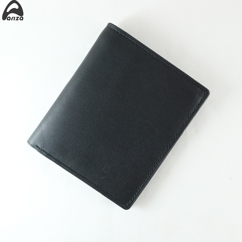 Bóp ví nam đứng may da bò thật cao cấp sơn cạnh Ariza kích thước cao 11cm rộng 9 cm - ví da thật - Hot 2020