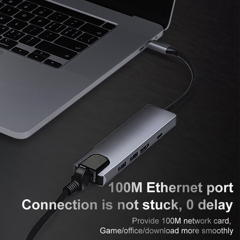 Bộ Chuyển Đổi 5 Trong 1 Type-C Hub Usb-C Sang Hdmi Usb3.0 Pd Cho Macbook Usa