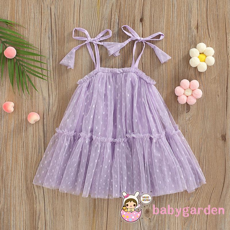 Đầm Công Chúa Không Tay Phối Lưới Có Thể Điều Chỉnh Dây Đeo Vai Thời Trang Mùa Hè Cho Bé Gái 0-3 Tuổi