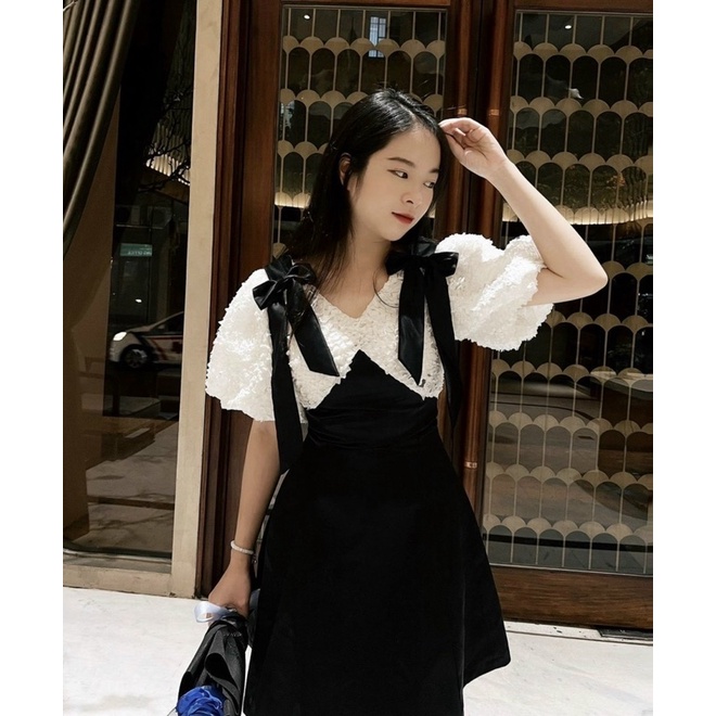 ĐẦM LÔNG TRẮNG PHỐI NHUNG NƠ VAI