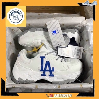 Giày sneakers LA trắng chữ xanh, đế cao [Hỗ trợ đổi trả]