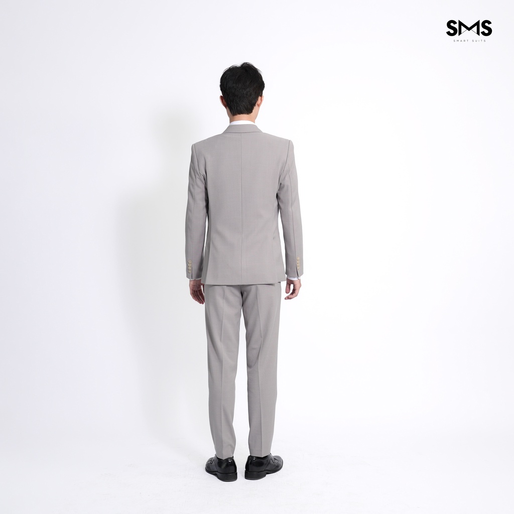 Bộ vest nam ghi sáng, 1 khuy 2 túi, form ôm Smart Suits