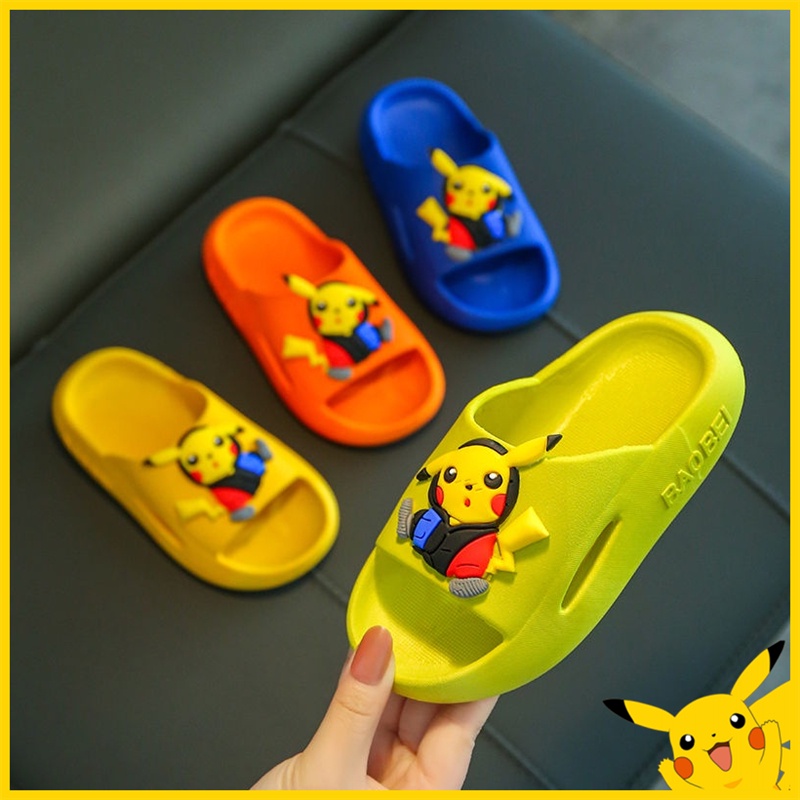 Pokemon slippers kids slippers Indoor non-slip summer boys and girls Quick drying at home cartoon Pikachu slippers Baby parent-child sandals and slippers Baby fashion children's shoes